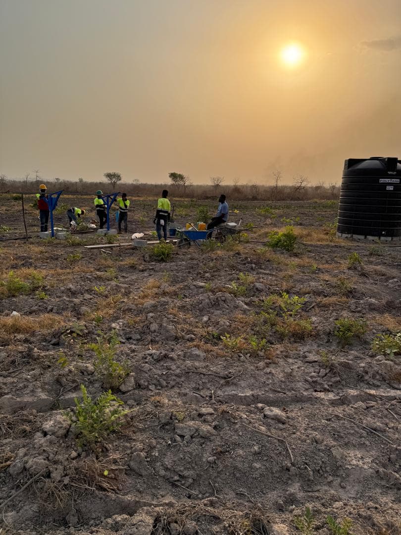 Solar borehole construction work supporting farm water systems