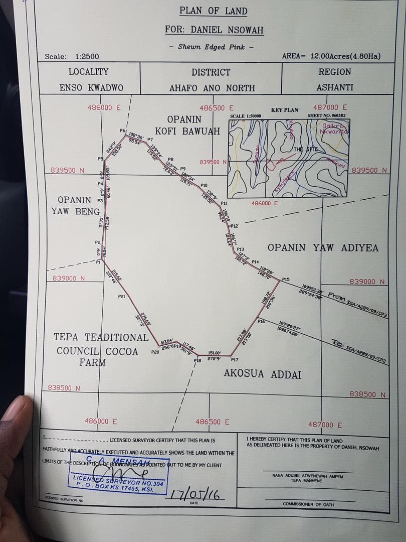 Mapped land assessment document used for farm and consultancy work
